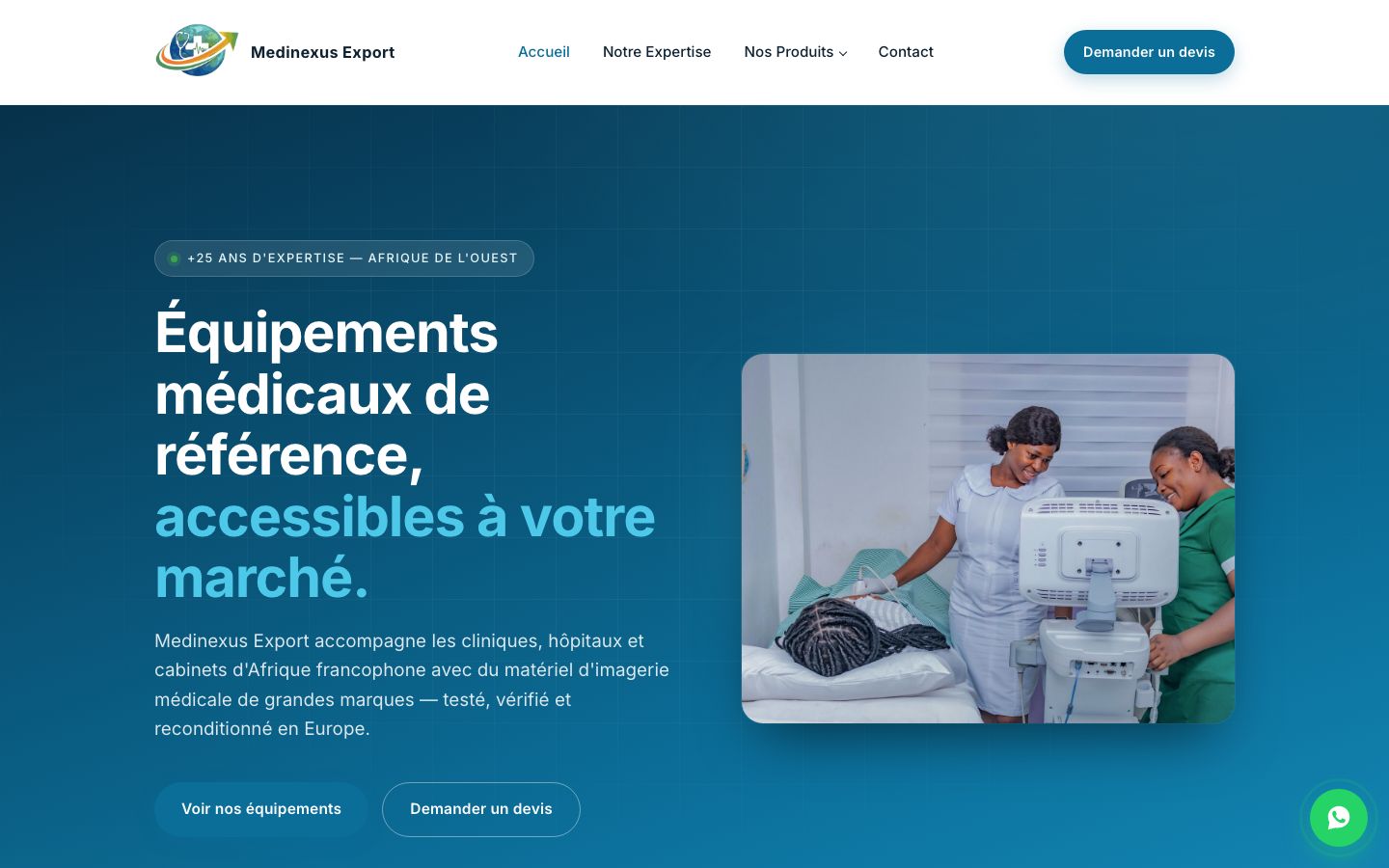 Medinexus Export — catalogue d'équipements médicaux